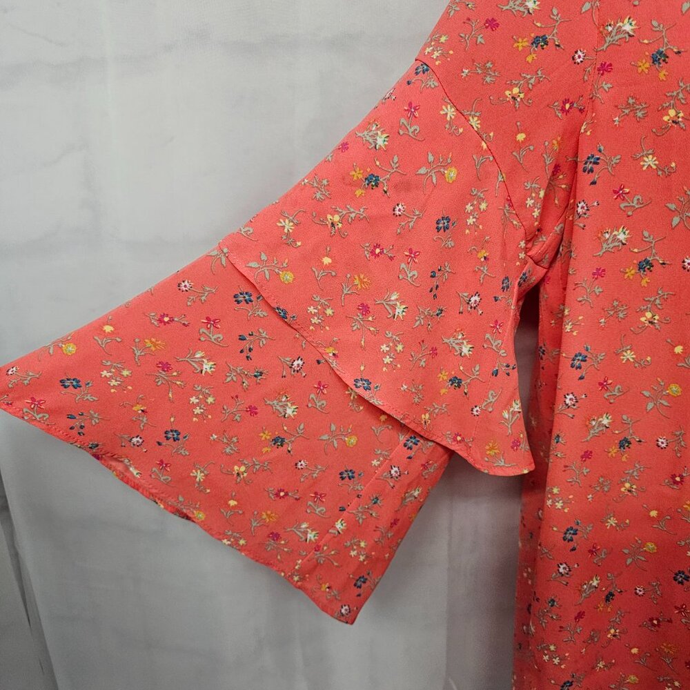 Gap Maternity Blouse Boho Layered Festival Floral Peasant Pink Coral M - Picture 3 of 13